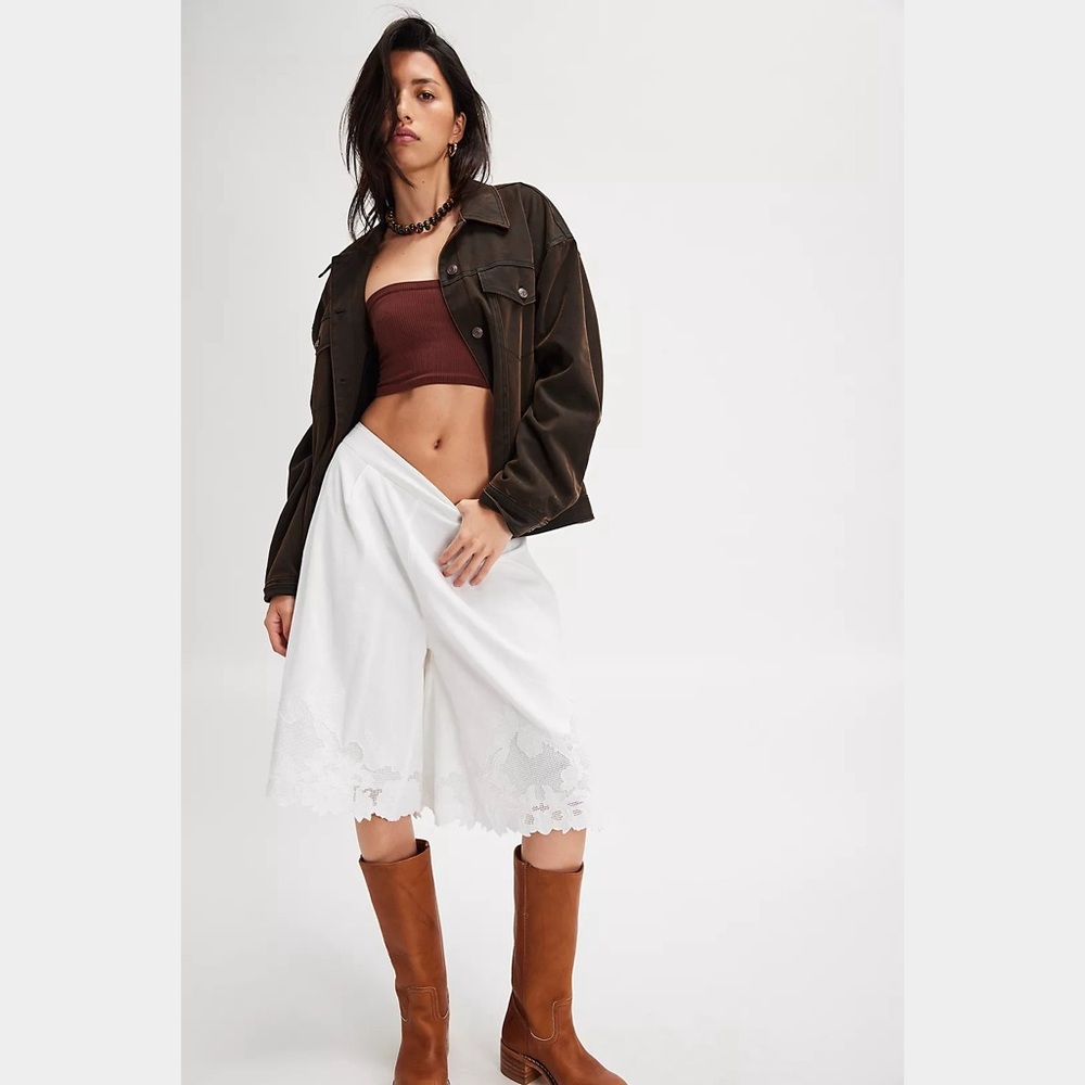 Free People White Eyelet Lace Cropped Top - Picture 4 of 10